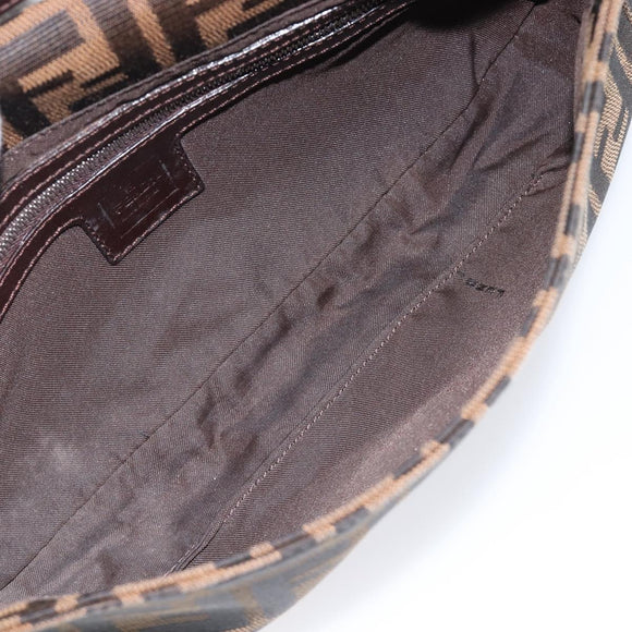 FENDI Zucca Canvas Mamma Baguette Shoulder Bag Brown Black Auth 211589V