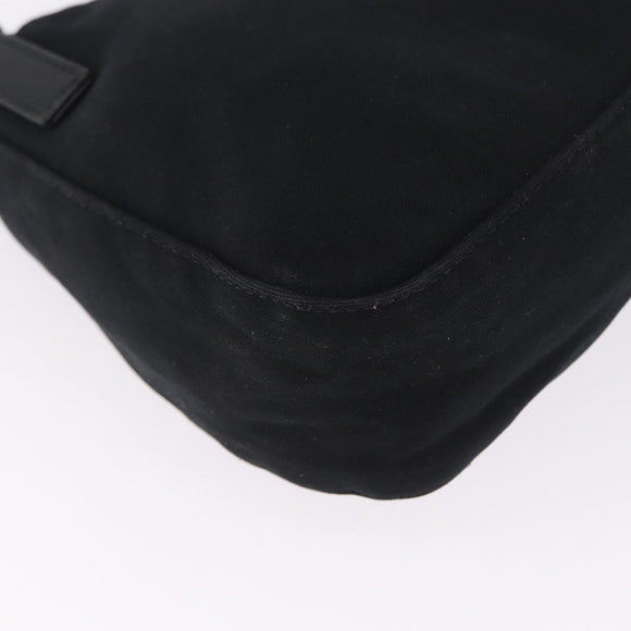FENDI Mamma Baguette Tote Bag Cotton Jersey Black Silver Auth 211590A