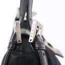 FENDI Mamma Baguette Tote Bag Cotton Jersey Black Silver Auth 211590A-15
