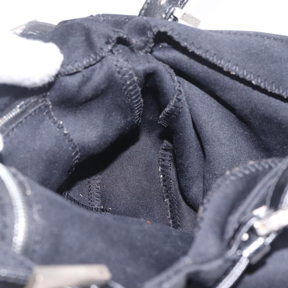 FENDI Mamma Baguette Tote Bag Cotton Jersey Black Silver Auth 211590A
