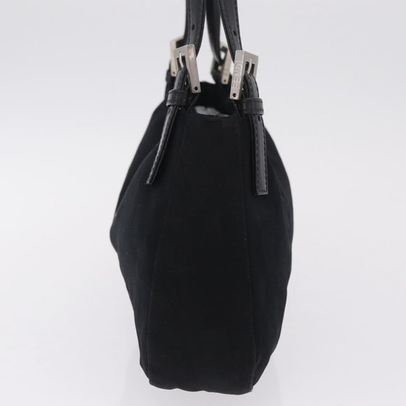 FENDI Mamma Baguette Tote Bag Cotton Jersey Black Silver Auth 211590A