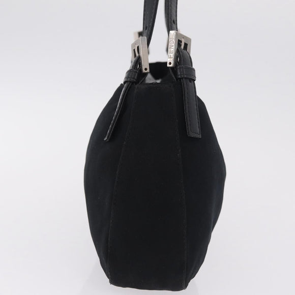 FENDI Mamma Baguette Tote Bag Cotton Jersey Black Silver Auth 211590A