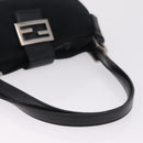 FENDI Mamma Baguette Tote Bag Cotton Jersey Black Silver Auth 211590A-7