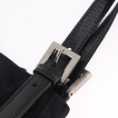 FENDI Mamma Baguette Tote Bag Cotton Jersey Black Silver Auth 211590A-9