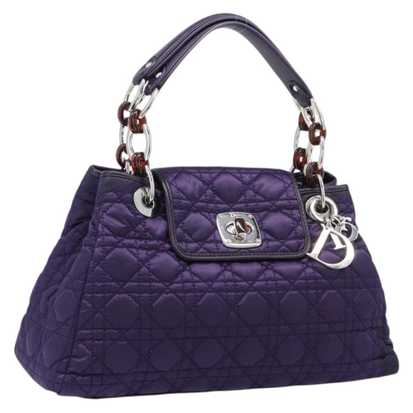 Christian Dior Canage Hand Bag Nylon Purple Silver Auth 211591A