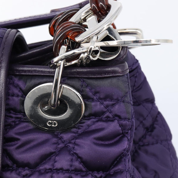 Christian Dior Canage Hand Bag Nylon Purple Silver Auth 211591A