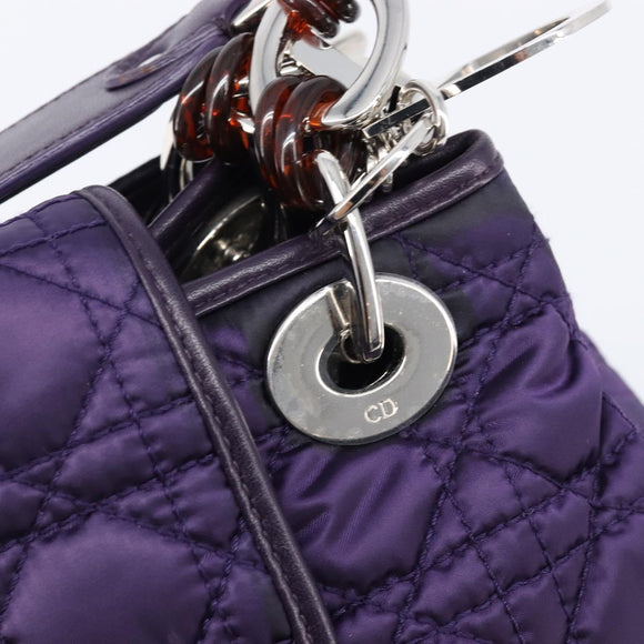 Christian Dior Canage Hand Bag Nylon Purple Silver Auth 211591A