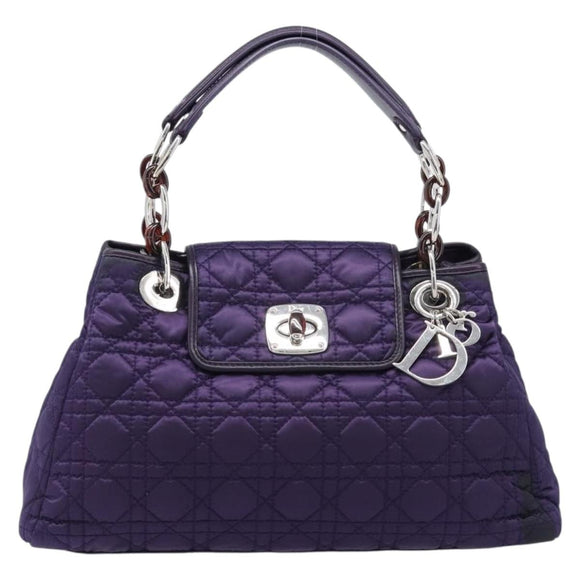 Christian Dior Canage Hand Bag Nylon Purple Silver Auth 211591A
