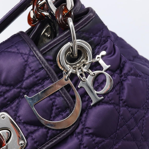 Christian Dior Canage Hand Bag Nylon Purple Silver Auth 211591A
