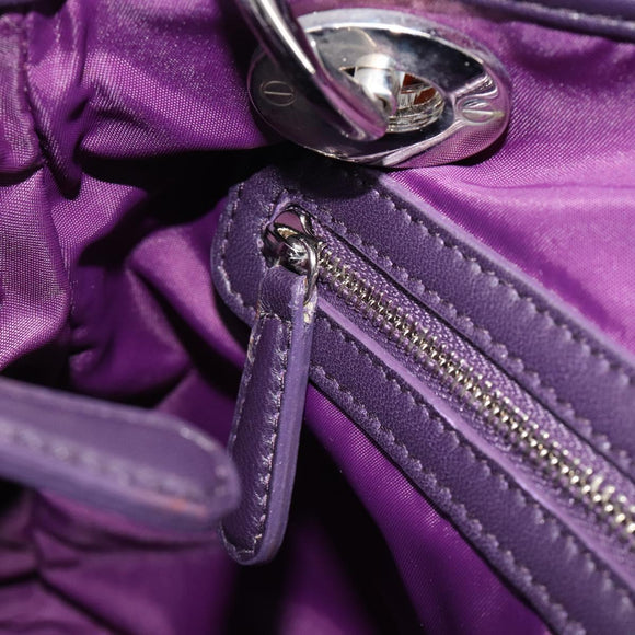 Christian Dior Canage Hand Bag Nylon Purple Silver Auth 211591A