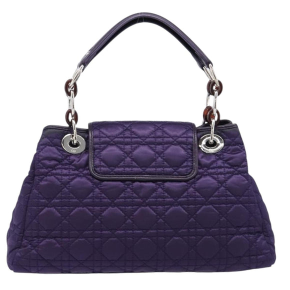 Christian Dior Canage Hand Bag Nylon Purple Silver Auth 211591A