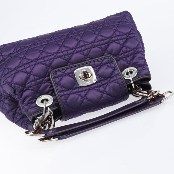 Christian Dior Canage Hand Bag Nylon Purple Silver Auth 211591A