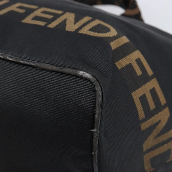 FENDI Hand Bag Canvas Black Silver Auth 211592