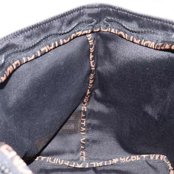 FENDI Hand Bag Canvas Black Silver Auth 211592