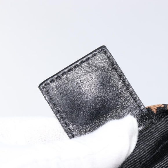 FENDI Hand Bag Canvas Black Silver Auth 211592