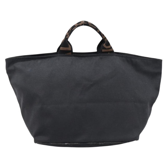 FENDI Hand Bag Canvas Black Silver Auth 211592