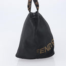 FENDI Hand Bag Canvas Black Silver Auth 211592-5