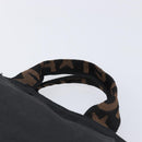 FENDI Hand Bag Canvas Black Silver Auth 211592-8