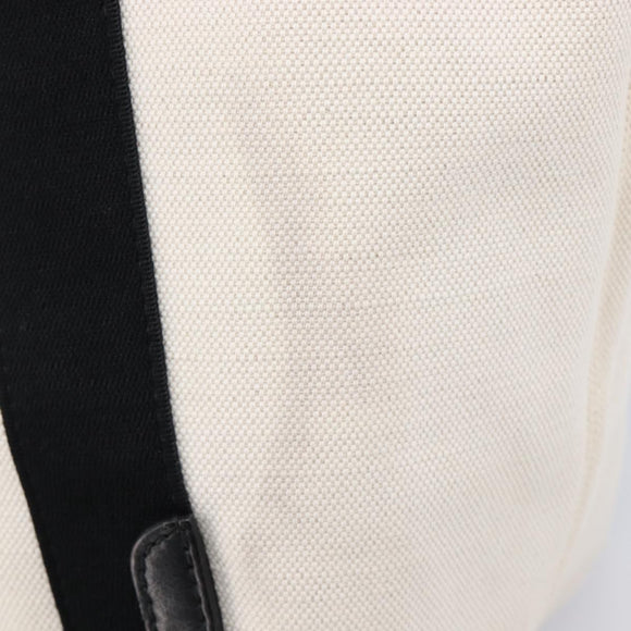 Balenciaga Navy Cabas Hand Bag Canvas White Silver 339933 Auth 211594