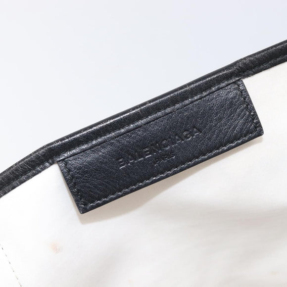 Balenciaga Navy Cabas Hand Bag Canvas White Silver 339933 Auth 211594