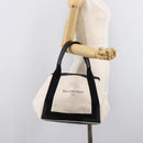 Balenciaga Navy Cabas Hand Bag Canvas White Silver 339933 Auth 211594-25