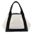 Balenciaga Navy Cabas Hand Bag Canvas White Silver 339933 Auth 211594-3