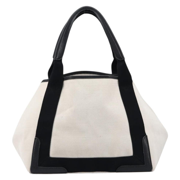 Balenciaga Navy Cabas Hand Bag Canvas White Silver 339933 Auth 211594