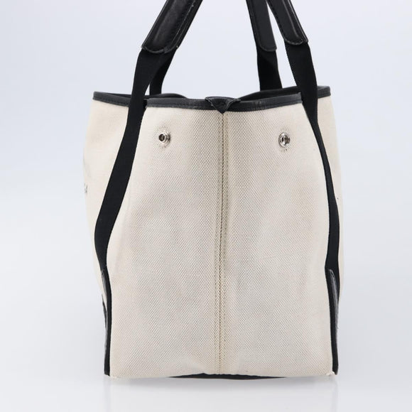 Balenciaga Navy Cabas Hand Bag Canvas White Silver 339933 Auth 211594