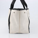 Balenciaga Navy Cabas Hand Bag Canvas White Silver 339933 Auth 211594-5