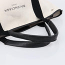 Balenciaga Navy Cabas Hand Bag Canvas White Silver 339933 Auth 211594-7