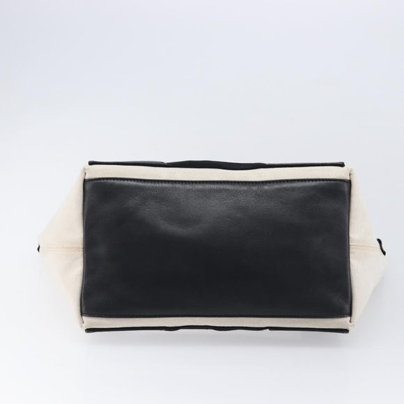Balenciaga Navy Cabas Hand Bag Canvas White Silver 339933 Auth 211594