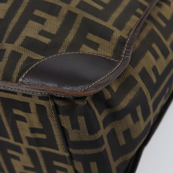 FENDI Zucca Canvas Hand Bag Brown Black Auth 211595A