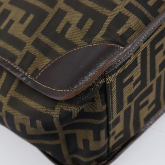 FENDI Zucca Canvas Hand Bag Brown Black Auth 211595A