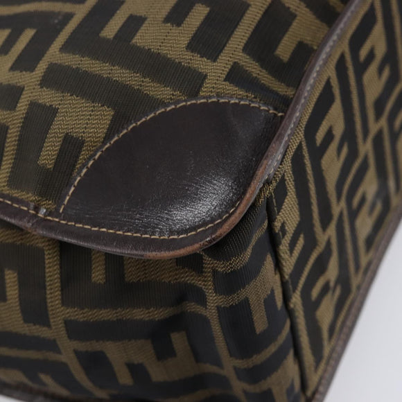 FENDI Zucca Canvas Hand Bag Brown Black Auth 211595A