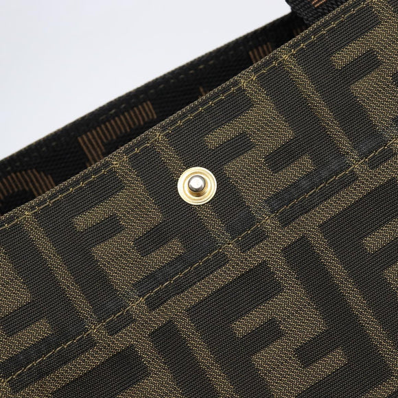 FENDI Zucca Canvas Hand Bag Brown Black Auth 211595A