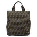 FENDI Zucca Canvas Hand Bag Brown Black Auth 211595A-3