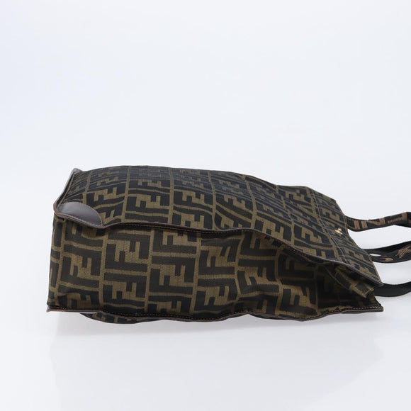 FENDI Zucca Canvas Hand Bag Brown Black Auth 211595A