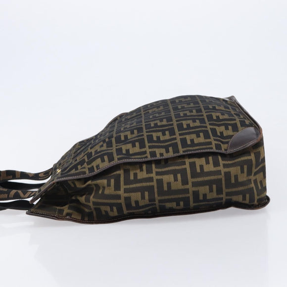 FENDI Zucca Canvas Hand Bag Brown Black Auth 211595A