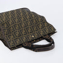 FENDI Zucca Canvas Hand Bag Brown Black Auth 211595A-6