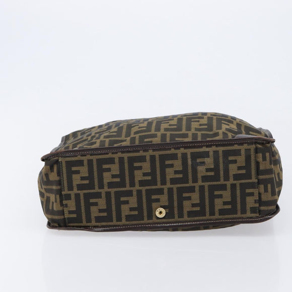 FENDI Zucca Canvas Hand Bag Brown Black Auth 211595A