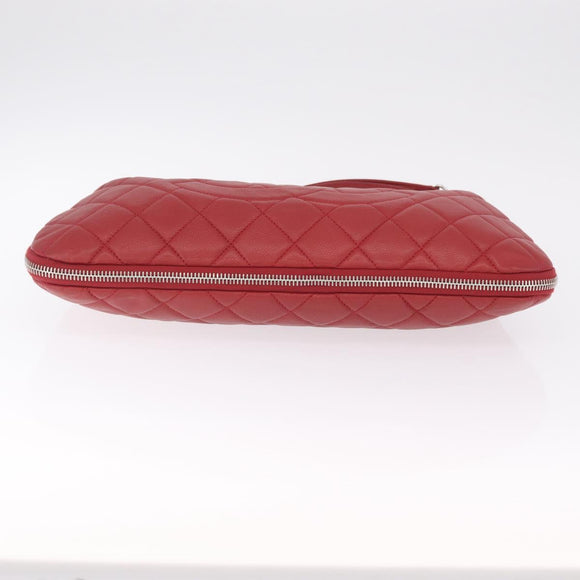 CHANEL Matelasse Chain Tote Bag Caviar Skin Red Silver CC Auth 211596M