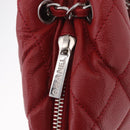 CHANEL Matelasse Chain Tote Bag Caviar Skin Red Silver CC Auth 211596M-15