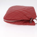 CHANEL Matelasse Chain Tote Bag Caviar Skin Red Silver CC Auth 211596M-4