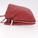CHANEL Matelasse Chain Tote Bag Caviar Skin Red Silver CC Auth 211596M-5