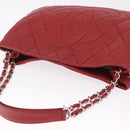 CHANEL Matelasse Chain Tote Bag Caviar Skin Red Silver CC Auth 211596M-6