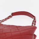 CHANEL Matelasse Chain Tote Bag Caviar Skin Red Silver CC Auth 211596M-8