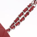 CHANEL Matelasse Chain Tote Bag Caviar Skin Red Silver CC Auth 211596M-9