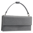 Salvatore Ferragamo Gancini Hand Bag Satin Gray Silver Auth 211597A-1