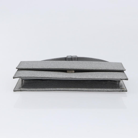 Salvatore Ferragamo Gancini Hand Bag Satin Gray Silver Auth 211597A