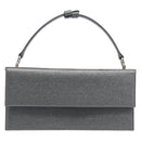Salvatore Ferragamo Gancini Hand Bag Satin Gray Silver Auth 211597A-2